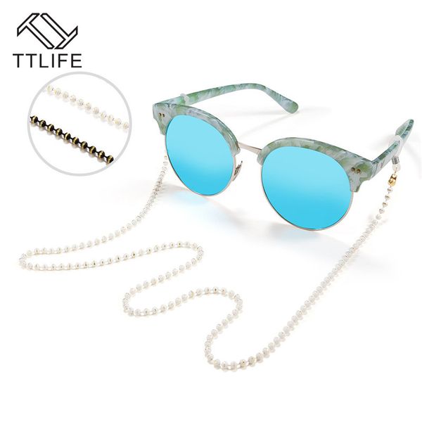 

ttlife handmade gold plated black and white bead glasses chain silicone non-slip eyeglass rope sunglasses accessories yjhh0642, Silver