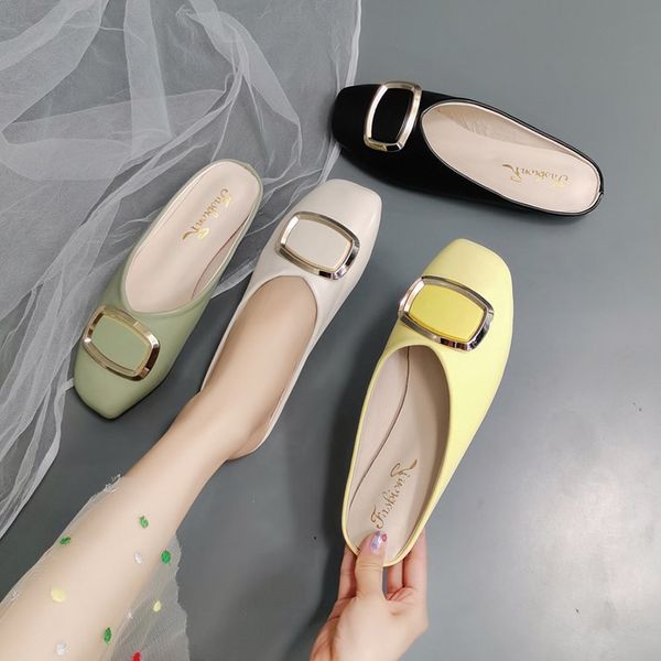 

loafers mules for women 2020 female shoes cover toe ladies' slippers luxury slides low new designer flat rome basic fabric, Black