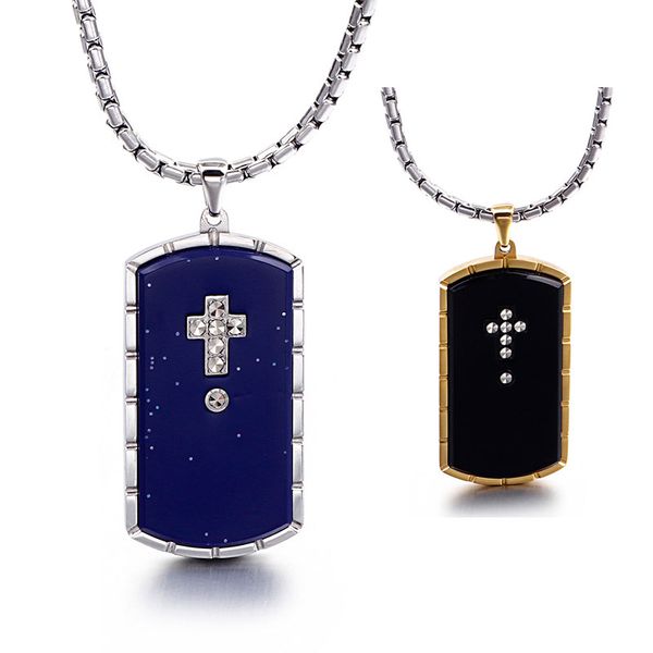 

hip hop punk rock style army card cross design stainless steel pendant necklace amulet jewelry, Silver
