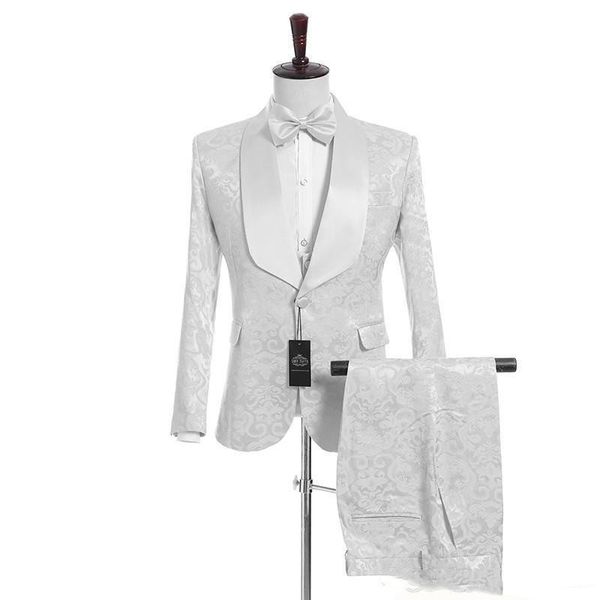 

jacket+pants+vest+tie) custom shawl lapel handsome white groom tuxedos groomsmen man suit mens wedding suits bride groom w002, Black;gray