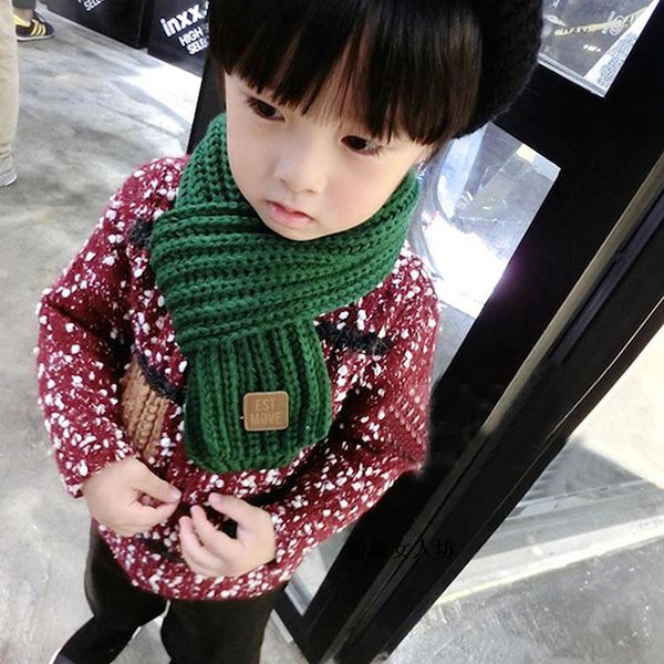 

fashion children knitted scarf solid color thicken winter keep warm kids boys girls neck scarves jl, Blue;gray