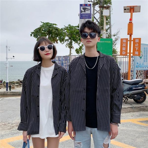 

летняя одежда новый узор пижамы любовные чувства компаньоны холодный ветер мужчины и женщины фонд черные полосы с длинным рукавом грузовой р, White;black