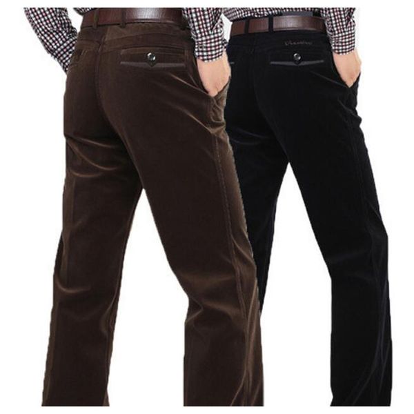 

mens casual corduroy pants trousers 2020 new style men's pure color leisure foot trousers multicolor 30-44, Black