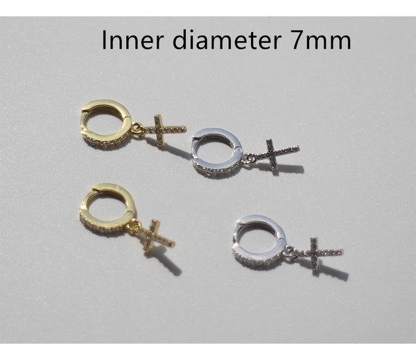 

925 sterling silver earring fashion zircon cross short pendant drop ear ring ear bone cute wild simple trend girl ear jewelry, Golden;silver