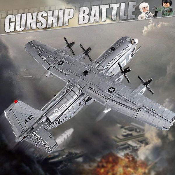 

военные строительные блоки air gunship ace-130 модель самолета игрушки для детей совместимые legoedly кирпичи