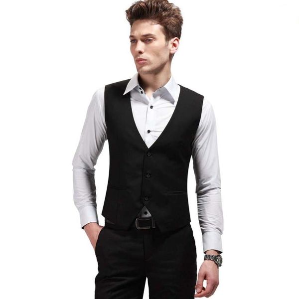 

новая мода мужская твердая vest формальные платье бизнес вскользь тонкий костюм жилет свадебный британский стиль жилет мужской одежды, Black;white
