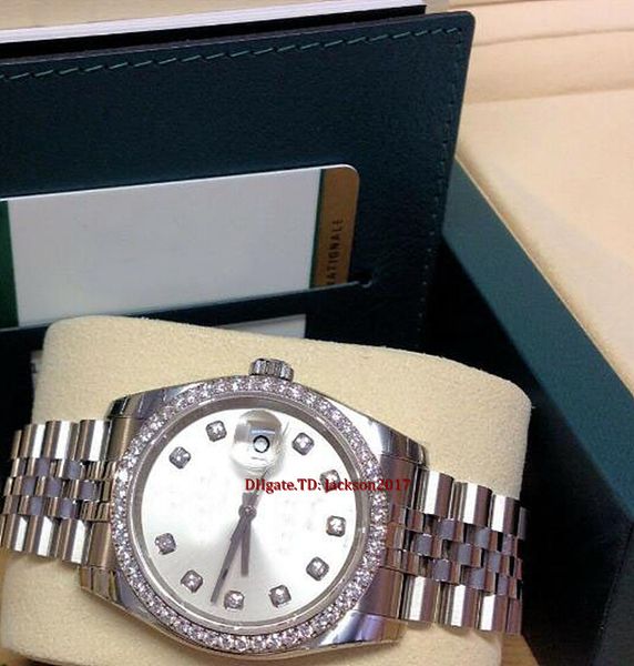 

original box certificate mens watches 36mm 116244 silver dial diamond bezel asia 2813 movement, Slivery;brown