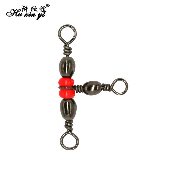 

hxy pcs50 size(14*16# to 1*3#) 3 way fishing rolling brass barrel triple swivels bearing connector solid ring fishing tackle