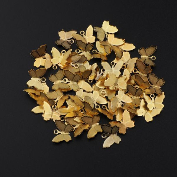 

50pcs mini butterfly charms pendants vintage style for jewelry making necklace earrings hair accessories, Black