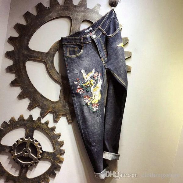 

amn italian brand jeans mens designer jeans luxury embroidered jeans distressed trousers street hip-hop pants fashion trend casual pants, Blue