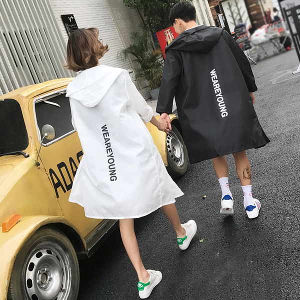 

2019 summer new listing korean version of the couple male loose hip hop long hooded sun protection clothing -5xl size discount, Tan;black