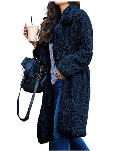 

long coats fleece jackets winter warm lapel teddy outwear cashmere office lady women wool blends full overcoats s-3xl, Tan;black
