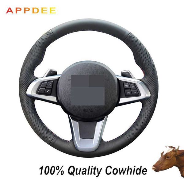 

black genuine leather steering wheel cover for z4 2009-2014 e83