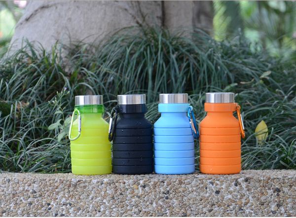 

creative silicone folding outdoor sports bottle telescopic kettle portable water bottle student outdoor travel cycling running cup