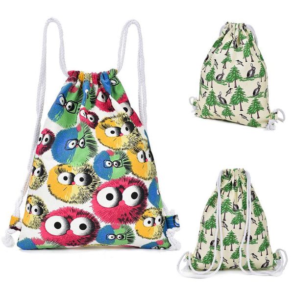 

drawstring bag for girls travel storage package cartoon school backpacks children birthday party favors cute artistic book bag