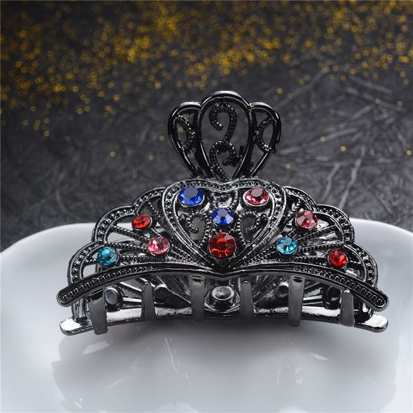 

2019 ancient gun black alloy rhinestone crystal vintage hair hair ornaments crab clip wedding jewelry, Golden;white