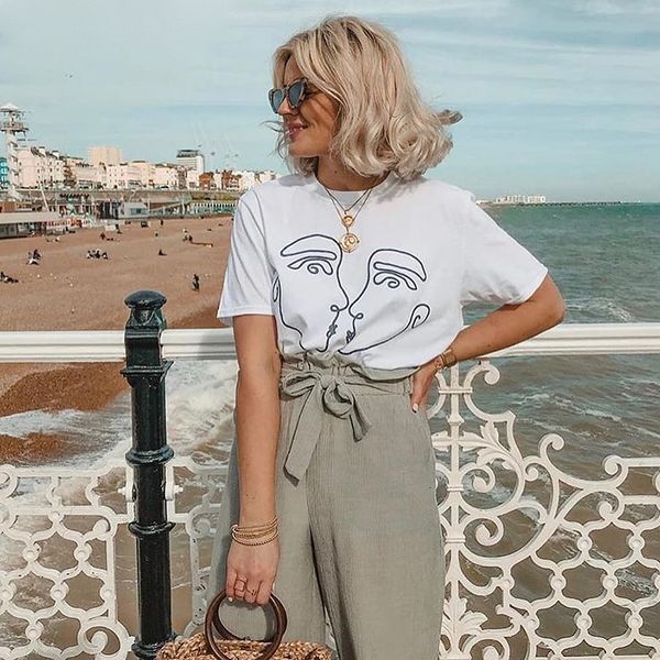 

женщины shirt женская одежда абстрактный пара лета тенниска женщин вскользь печати сыпучие с коротким рукавом хлопок tshirt женский harajuku, White