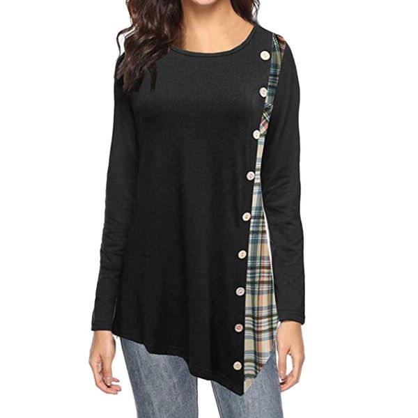 

womens and blouses vintage button plaid long sleeve blouses woman 2019 ladies korean fashion clothing women clothes, White