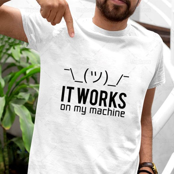 

programmer tshirt it works on my machine funny camiseta tees shirt, White;black