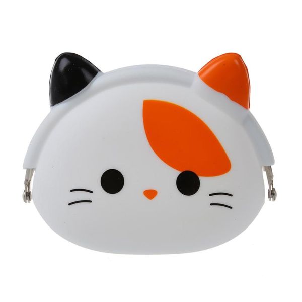 

women girls wallet kawaii cute cartoon animal silicone jelly coin bag purse kids gift small cat, Red;black
