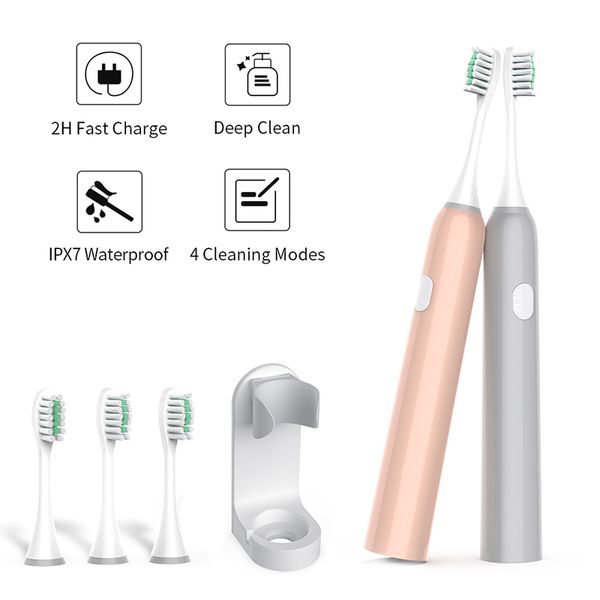 

electric toothbrush sonic wave rechargeable ipx7 waterproof smart chip toothbrush head usb rechargeable