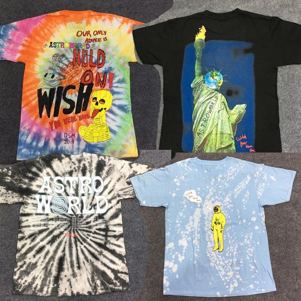 

трэвис скотт футболка anstronaut astroworld tour галстук крашение футболка мужчины уличная камуфляж мужская женская трэвис скотт футболка, White;black