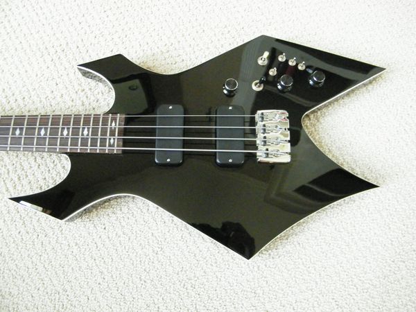 

Cusotm Магазин Nikki Sixx из Motley Crue Rich Warlock Басса с обратным Headstock Черный 4 Strings Electirc бас-гитара, Chrome Hardware