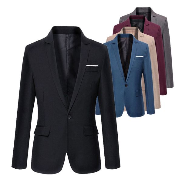 

korean men's casual slim fit formal one button suit blazer coat jacket hot