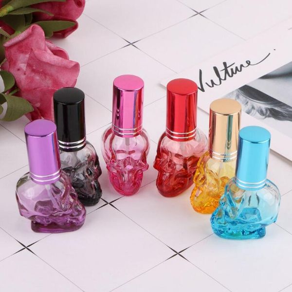 8ml Mini Spray Frasco de perfume de viagem recarregável vazio Cosmetic Container garrafa de perfume Crânio Atomizador Forma de vidro garrafas reutilizáveis ​​DHL