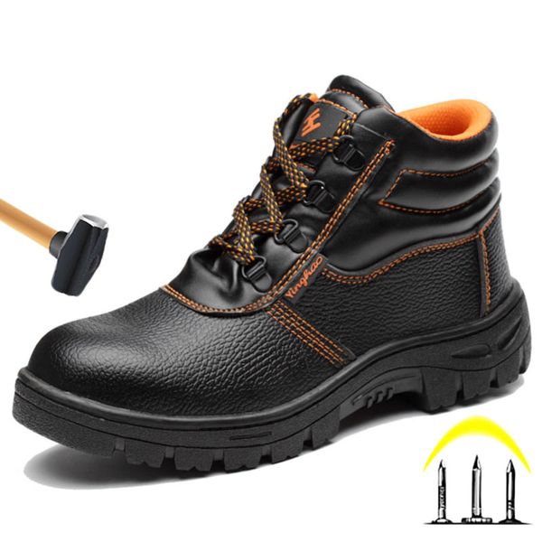 

new ankle boots men boots work safety boot anti-smashing piercing winter indestructible shoes steel toe shoes safety, Black