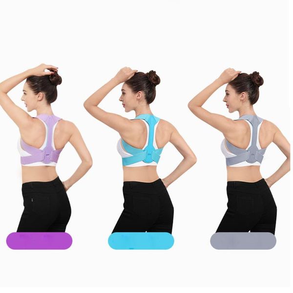 

back support adjustable clavicle posture corrector upper brace shoulder lumbar belt corset correction children#g3, Black;blue