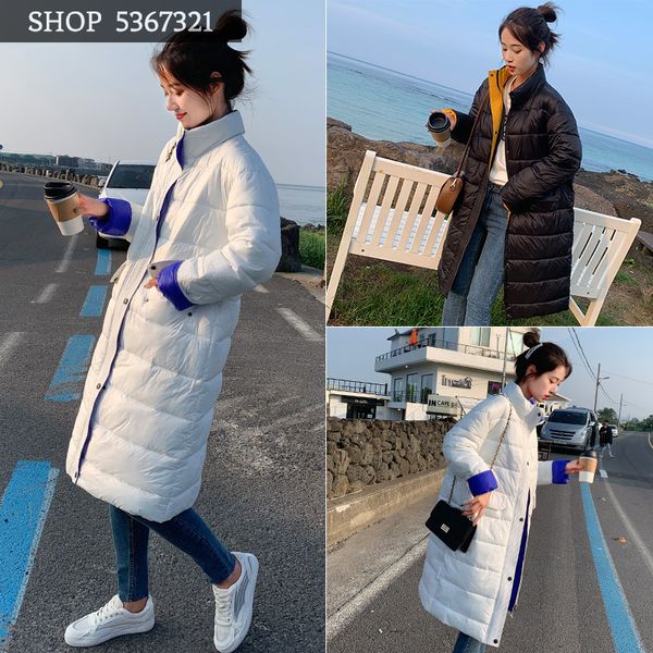 

2019 cotton self-cultivation long fund cotton-padded clothes woman cotton-padded jacket self-cultivation suit-dress loose coat, Black