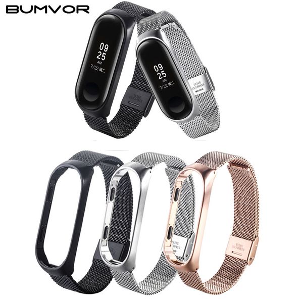 

bracelet for mi band 3 strap watch stainless steel wrist strap for mi band 3 accessories bracelet miband, Black;brown