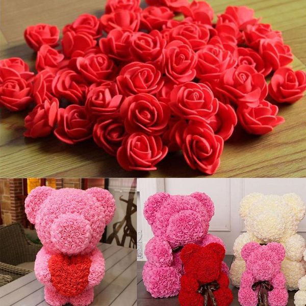 

100pcs/bag 3.5cm pe multicolor fake foam rose artificial flowers christmas wreath decor for home wedding diy wedding party