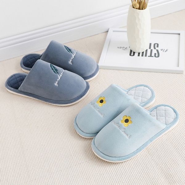 

women slides couples floral warm non-slip floor home bedroom slippers indoor chinelos mulher claquette femme chaussure 2019, Black