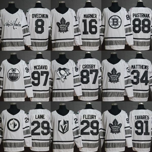 

Mens 2019 All Star Game White Jersey 19 Jonathan Toews 87 Sidney Crosby 13 Johnny Gaudreau 70 Braden Holtby 29 Patrik Laine Hockey Jerseys