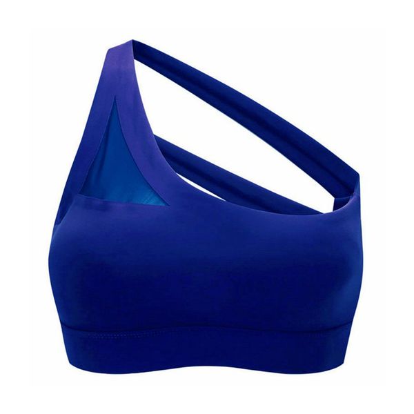 

new oblique one shoulder strap women's sports bra hollow out back lines strenuous exercise fitness bra yoga, White;black