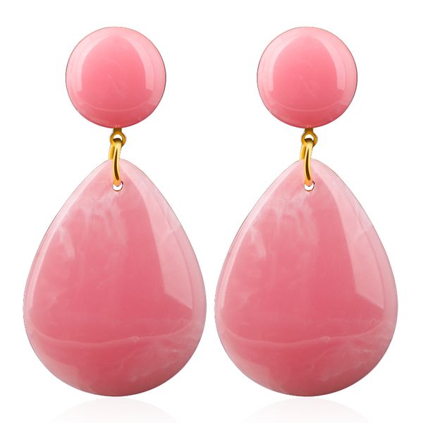 

dangle & chandelier olowu water-drop shaped acrylic earrings women statement pink yellow color resin drop bohemian jewellery gift, Silver