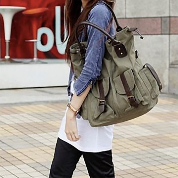 

2019 new arrival sale bolsas feminina large pocket casual tote women's handbag shoulder bags canvas leather capacity for women y190620