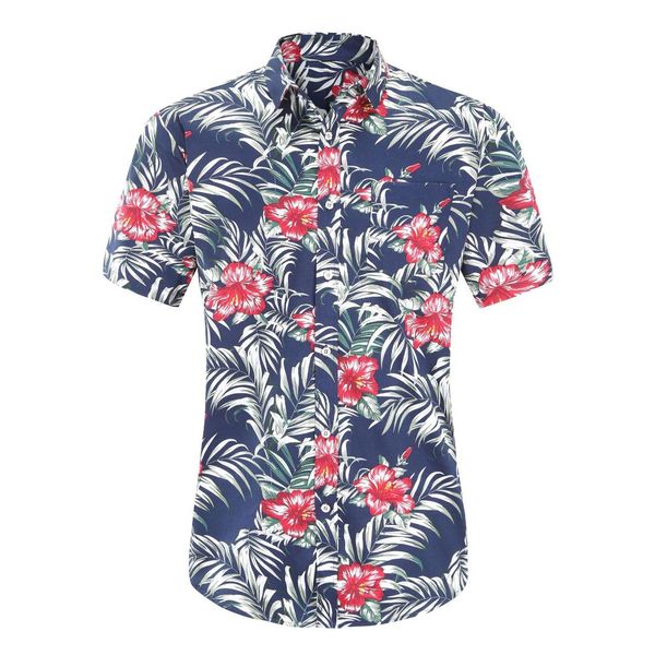 

jeetoo 2019 new men's slim fit flower printed shirts male short sleeve floral shirt men basic casual shirts plus size 3xl, White;black
