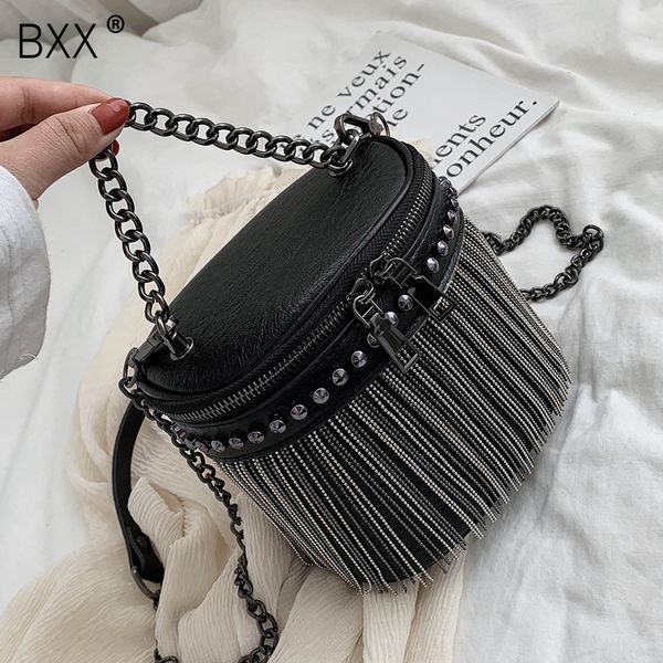 

bxx] кисточкой цепи искусственная кожа crossbody ведро сумки для женщин 2020 простой моды плеча сумка женские сумки hl469