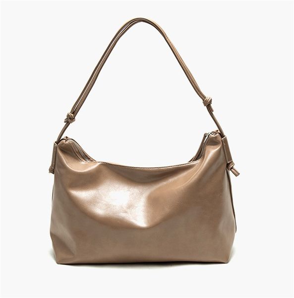 

design handbag women style versatile oil wax leather tote bag with knot and shoulder strap sweet lady shoulder bags fashion 2