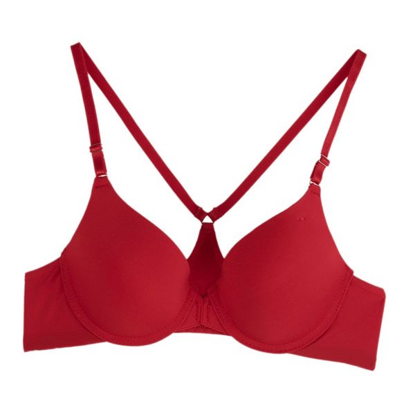 

1pcs women lingerie push-up plus size underwear thin cup front buckle smooth no trace y type bra, Red;black