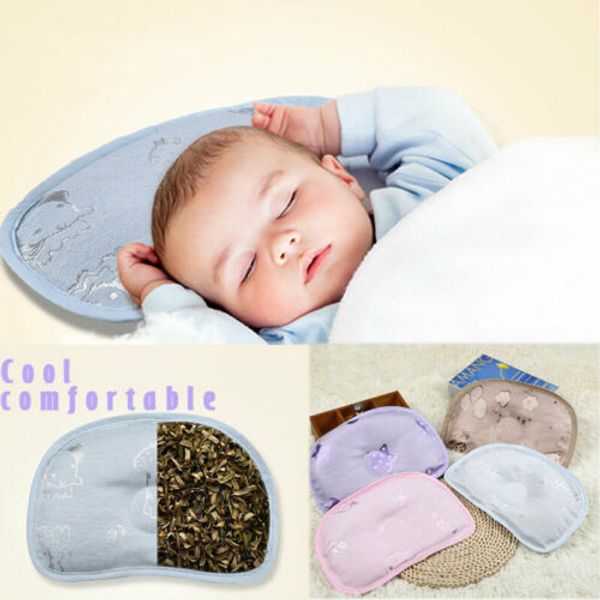 

faroot cute toddler baby ice silk fiber pillow citrus leaf pillow cool prevent flat head baby
