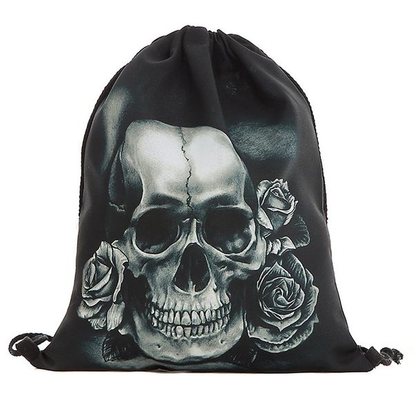 

women men halloween skull backpacks 3d printing bags drawstring backpack female drawstring bags #ll