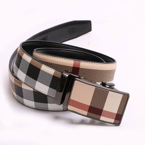 

new style men luxury mens belts automatic buckle genuine leather belt for men striped designer belts, Black;brown
