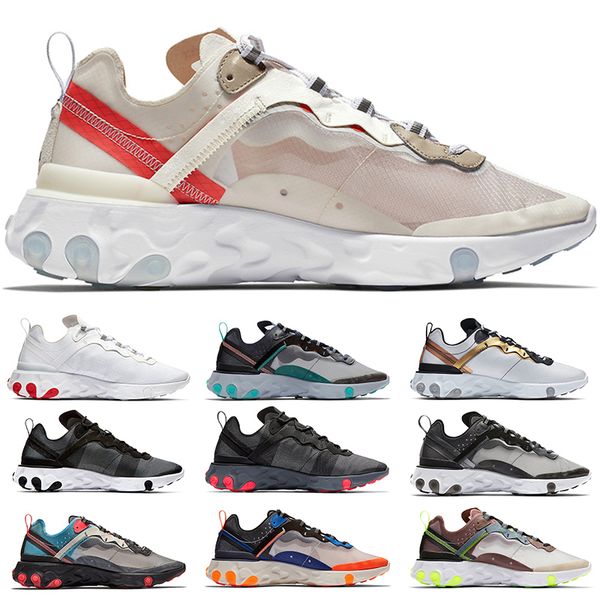 

Cheap 87 React Element 55 Running Shoes For Men Women Triple Black Sail Solar Red Total Orange Designer Trainer Sport Sneakers Online Sale