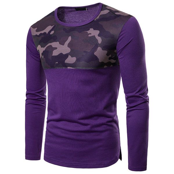 

2018new style fashion men's cotton slim fit muscle long sleeve casual basic patchwork tee shirt, White;black