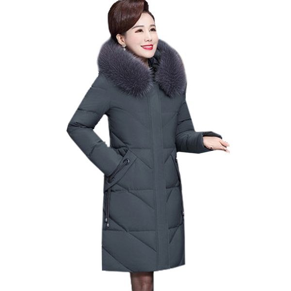 

oversize 7xl women's warm long coat fashion casual fur hooded jackets medium and long middle-aged thicken cotton coat parka, Black