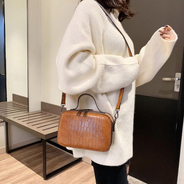 

crossbody bags for women ladies solid color crocodile tote bag zipper shoulder crossbody women bag large 2020 torebki damskie